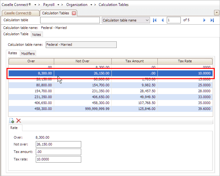 How do I remove a rate from a calculation table?