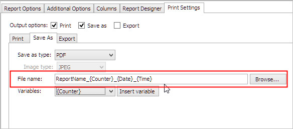 Reportname How do I add a variable to a file name?