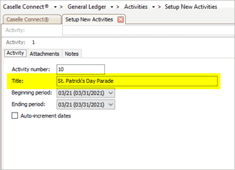 How do I set up a new activity?