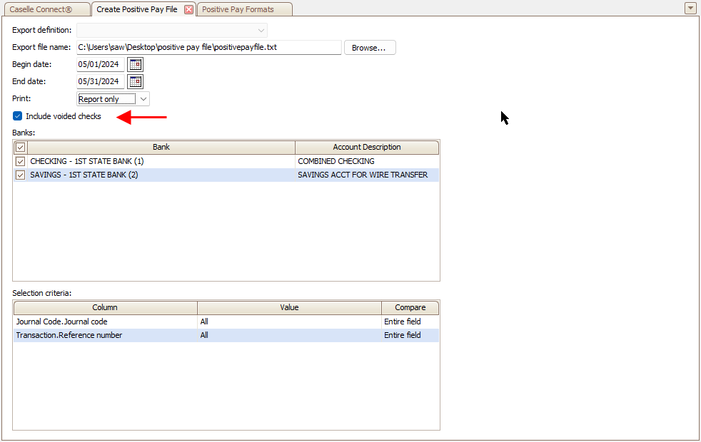 How do I create a positive pay file? (2024.08)