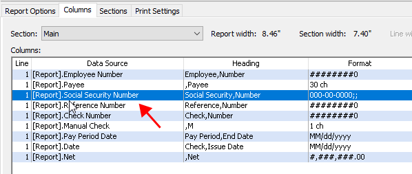 How do I mask the Social Security number (SSN) on reports?