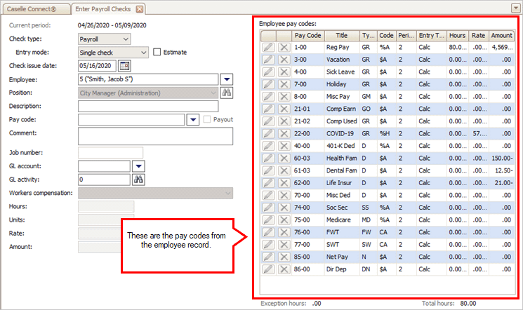 How do I calculate amounts on a payroll check?