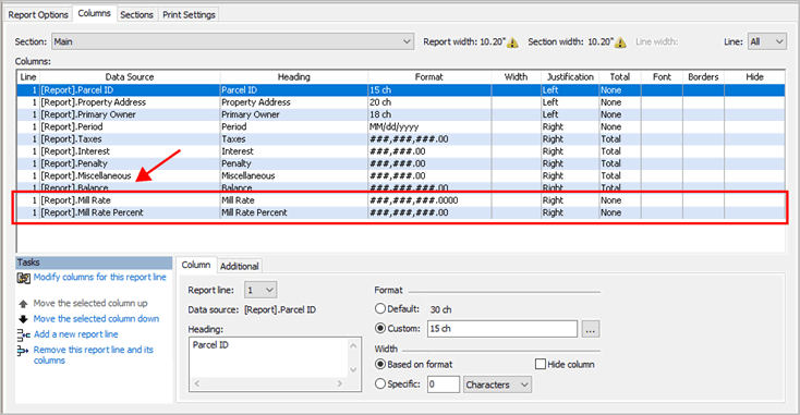 Mill Rsta How do I add a mill rate to a report?