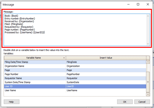 How do I set up a validation message?