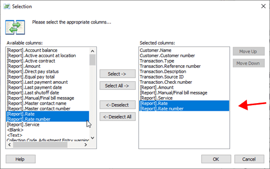 How do I add the rate and rate number? (Transaction Register)
